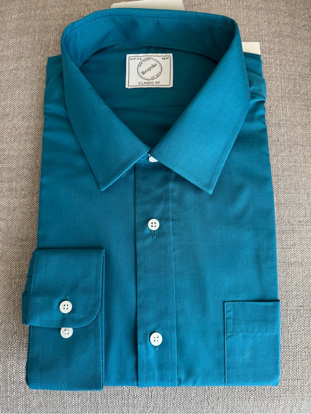 Bespoke Teal Classic Fit Men's Dress Shirt